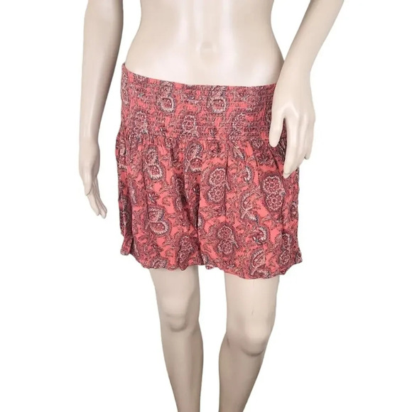 Hollister Orange Tapestry Elastic Waistband Pleated Mini Skirt - Picture 4 of 6